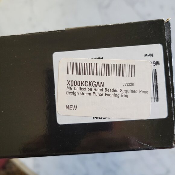 mg Collection Green & Blue Beaded and Sequined Peacock Evening Clutch - Picture 11 of 11